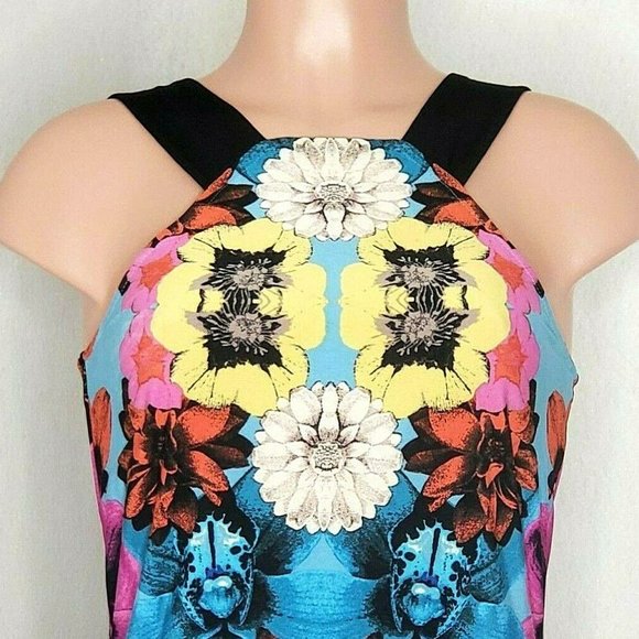 Donna Morgan Multicolor Sheath Dress Stretch Sleeveless Jersey Retro - Picture 2 of 7